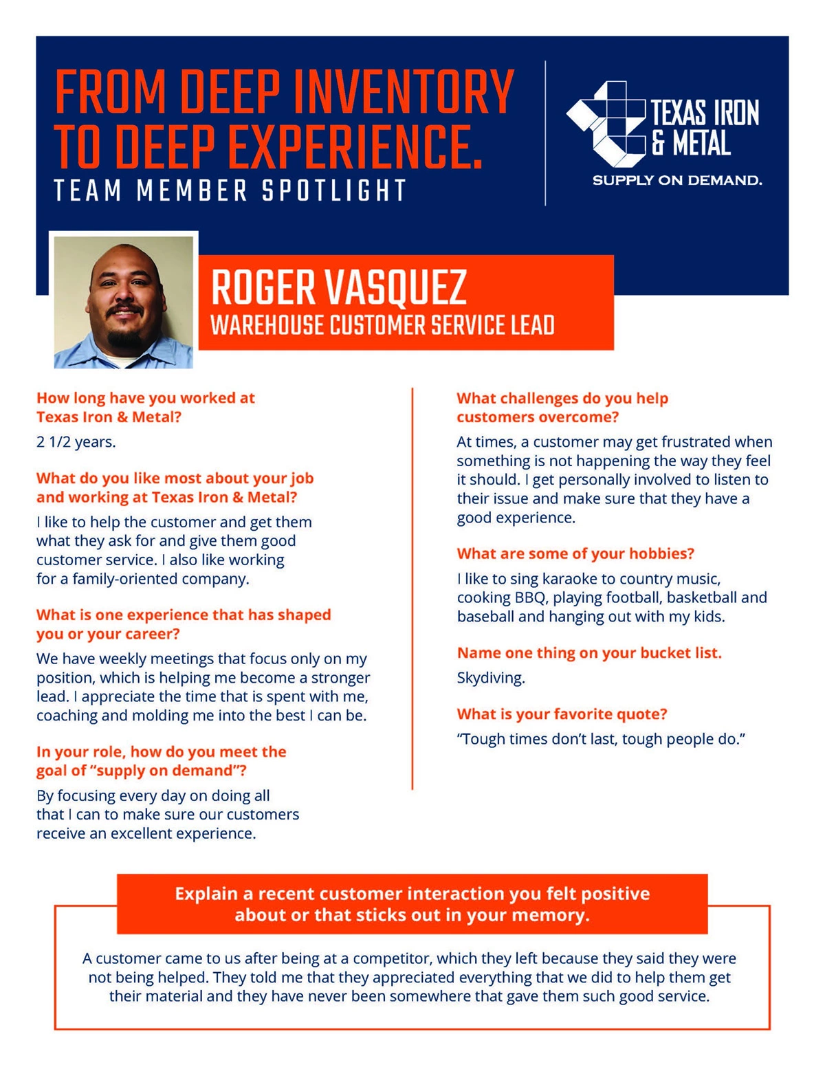 Meet Roger Vasquez | Team Member Spotlight | Texas Iron & Metal